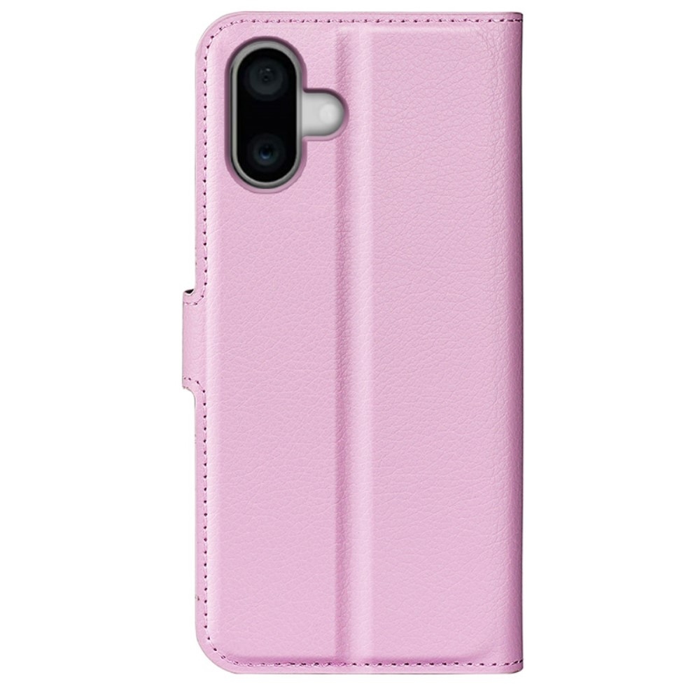 Litchi könyvtáska iPhone 16 Plus készülékhez - rózsaszín