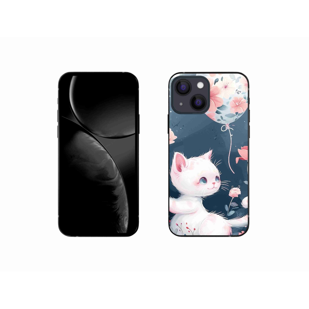 Gél borítás mmCase iPhone 13 mini készülékhez - cica lufival