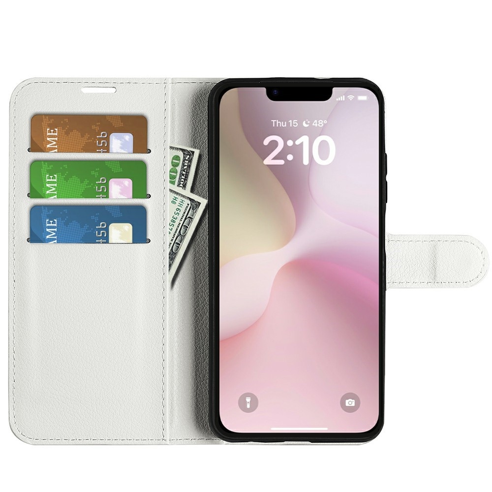 Litchi könyvtáska iPhone 16e készülékhez - fehér