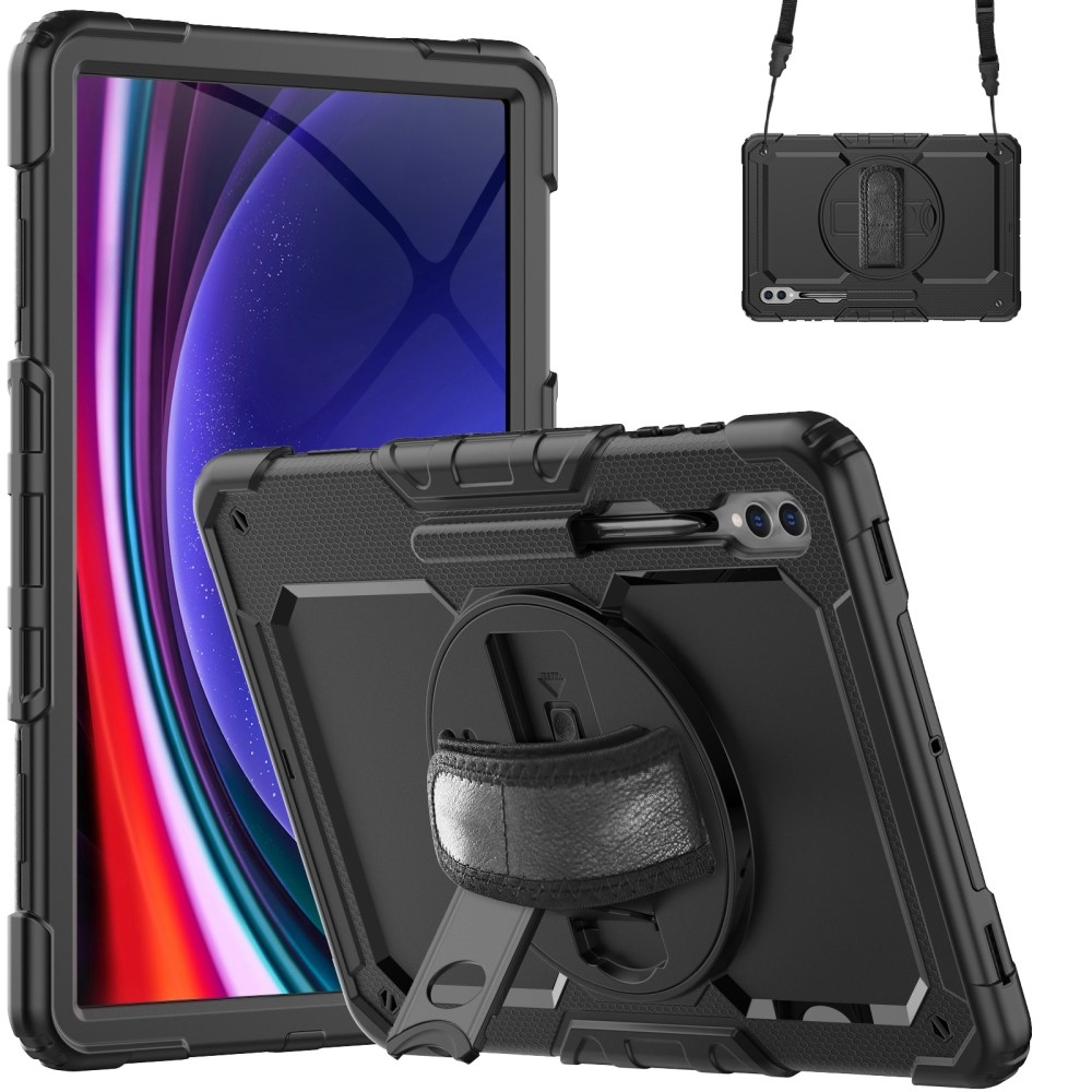 Rúgásálló borítás kézi markolattal Samsung Galaxy Tab S9 Ultra/Tab S10 Ultra készülékhez - fekete