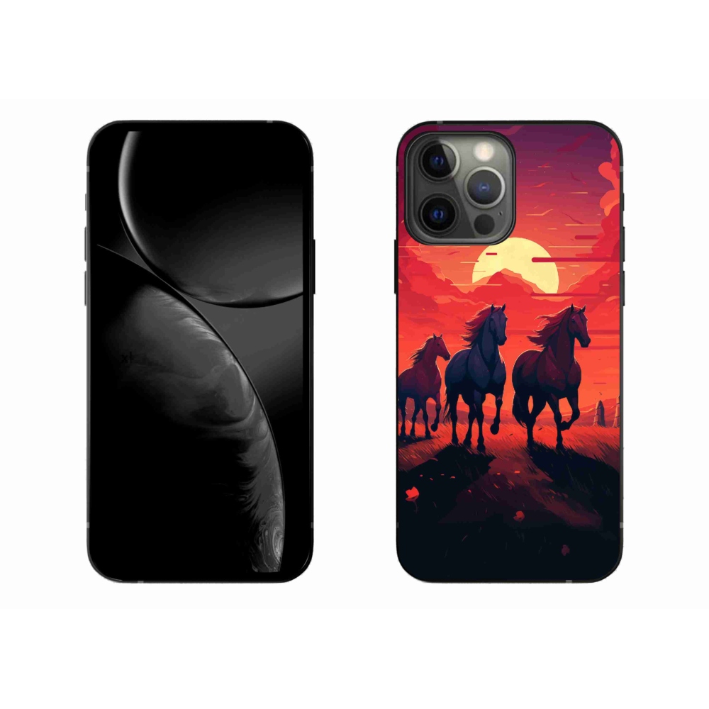 Gél borítás mmCase iPhone 13 Pro Max készülékhez - lovak és naplemente