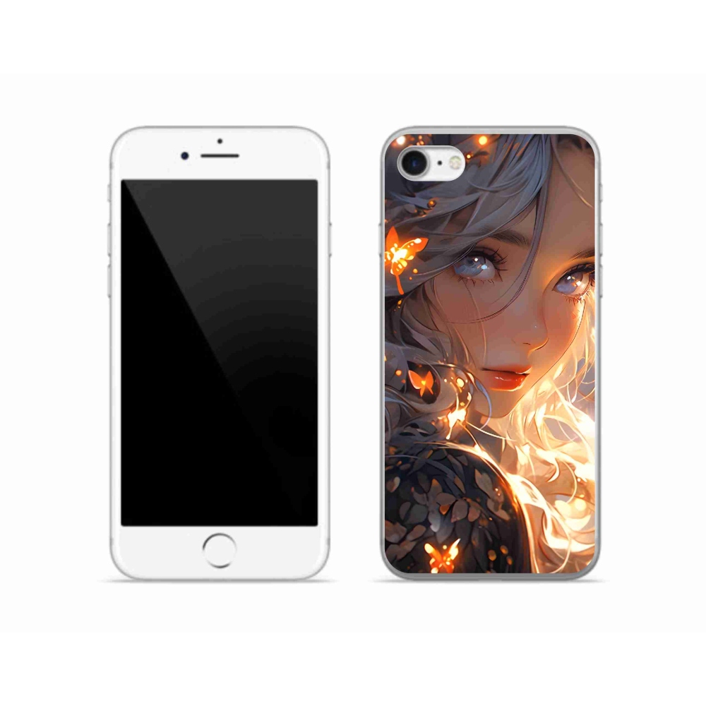 Zselés borítás mmCase iPhone SE (2020) - lány és pillangók