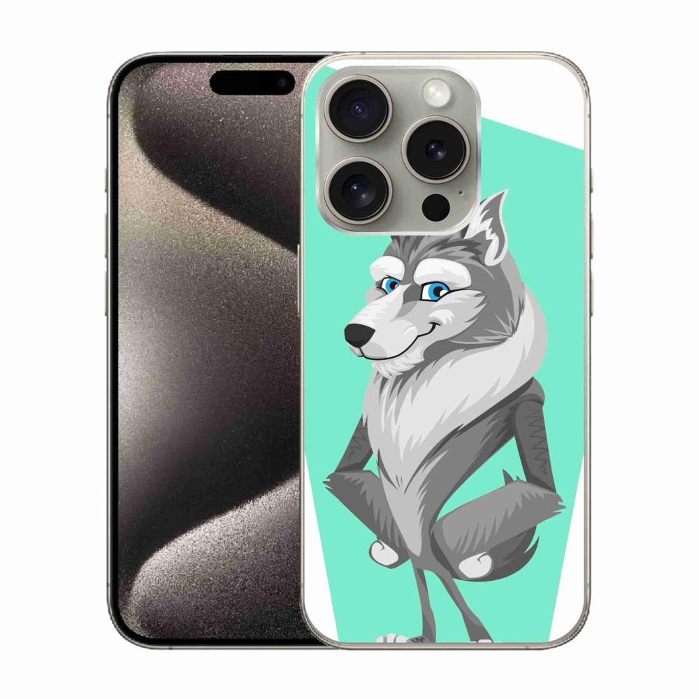 Zselés borítás mmCase iPhone 15 Pro készülékhez - rajzfilm farkas