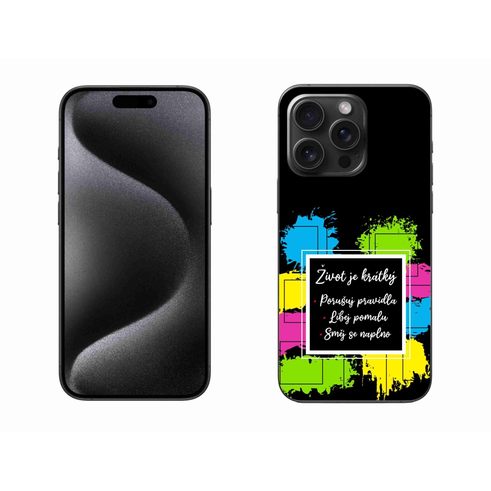 Gél borítás mmCase iPhone 15 Pro Max készülékhez - Idézet 5 fekete háttér
