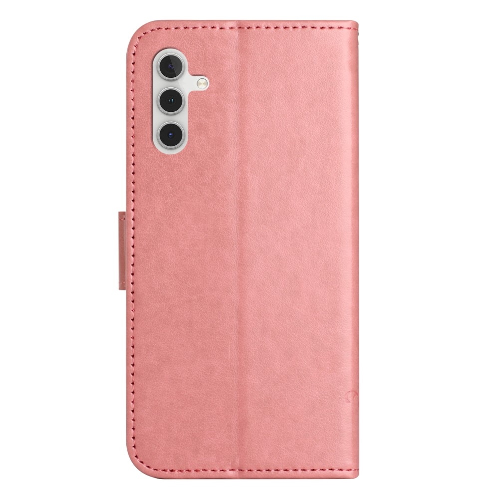 Virágos könyvtáska Samsung Galaxy A35 5G - rózsaszín