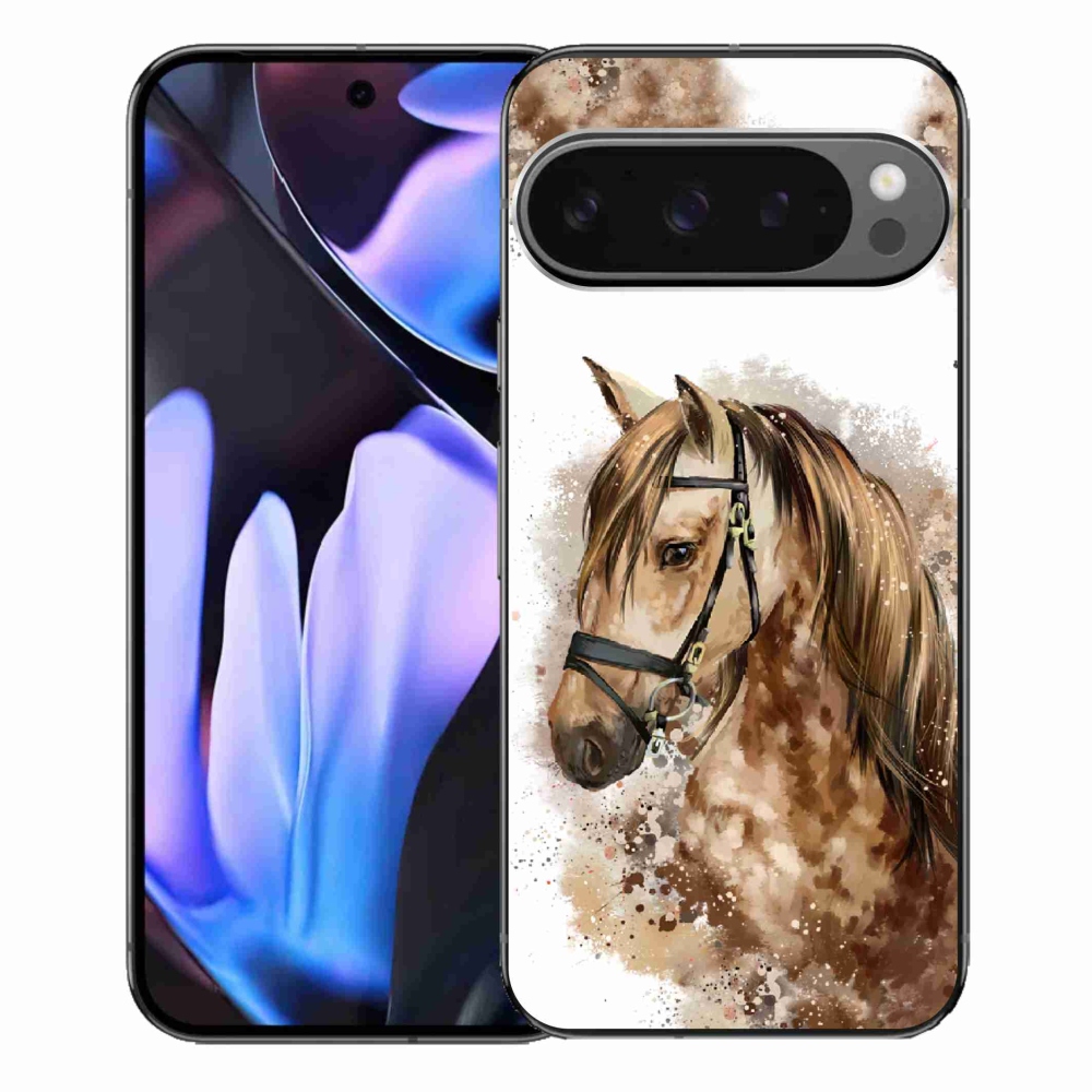 Zselés borítás mmCase a Google Pixel 9 Pro XL-hez - barna rajzfilm ló