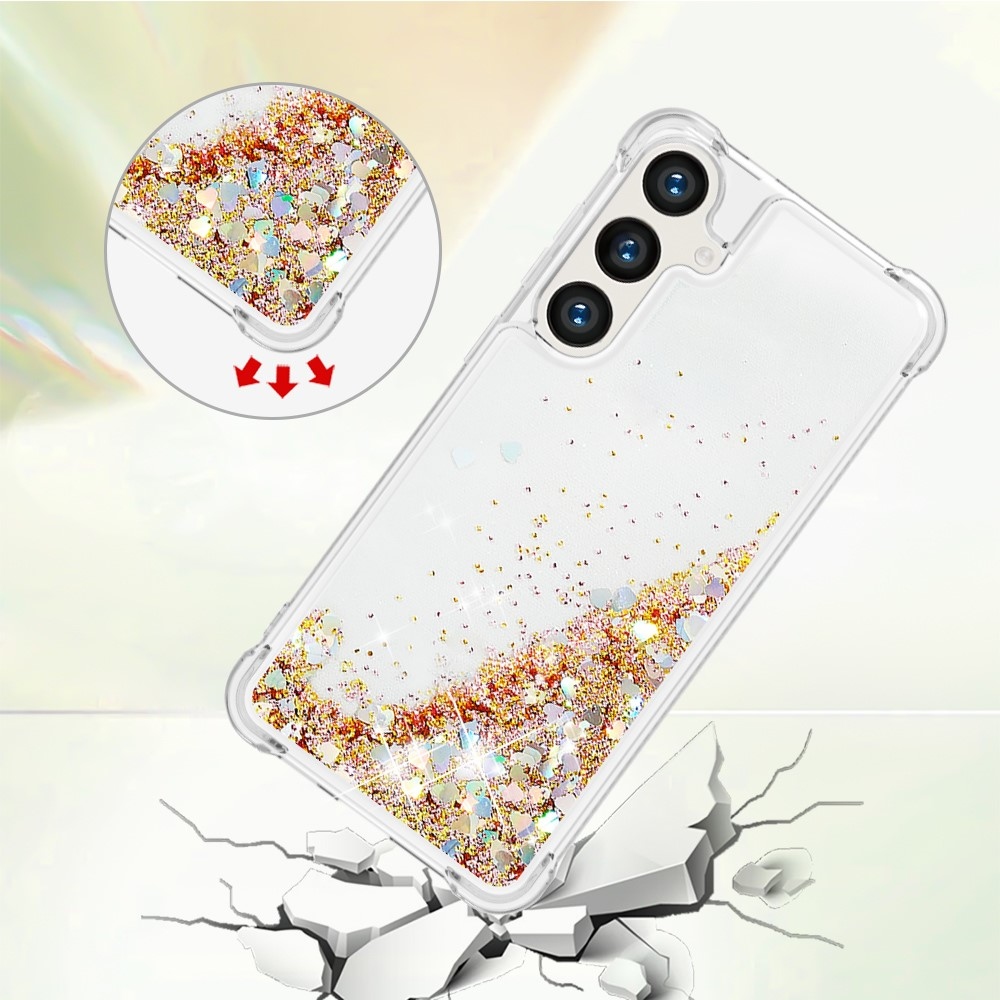 Glitter homokóra zselés tok Samsung Galaxy S24+ - arany/szív