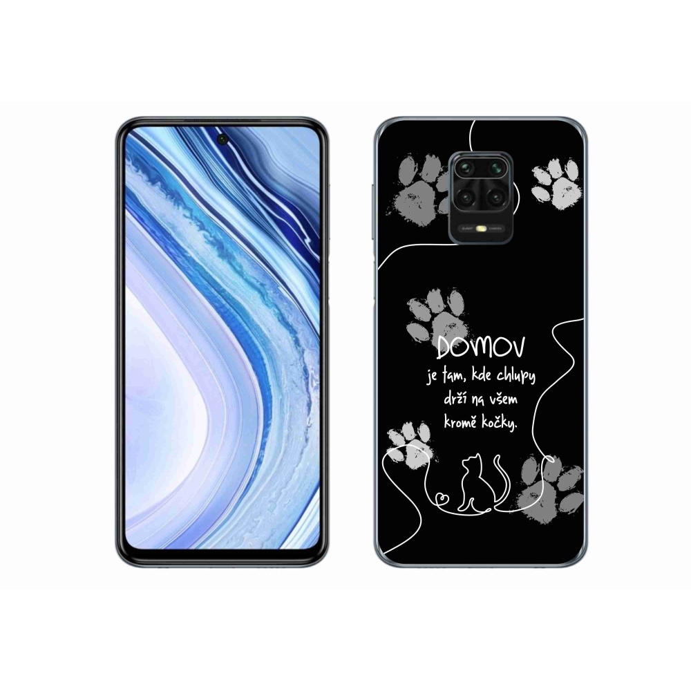 Gél borító mmCase a Xiaomi Redmi Note 9S-hez - macska motívum fekete háttérrel