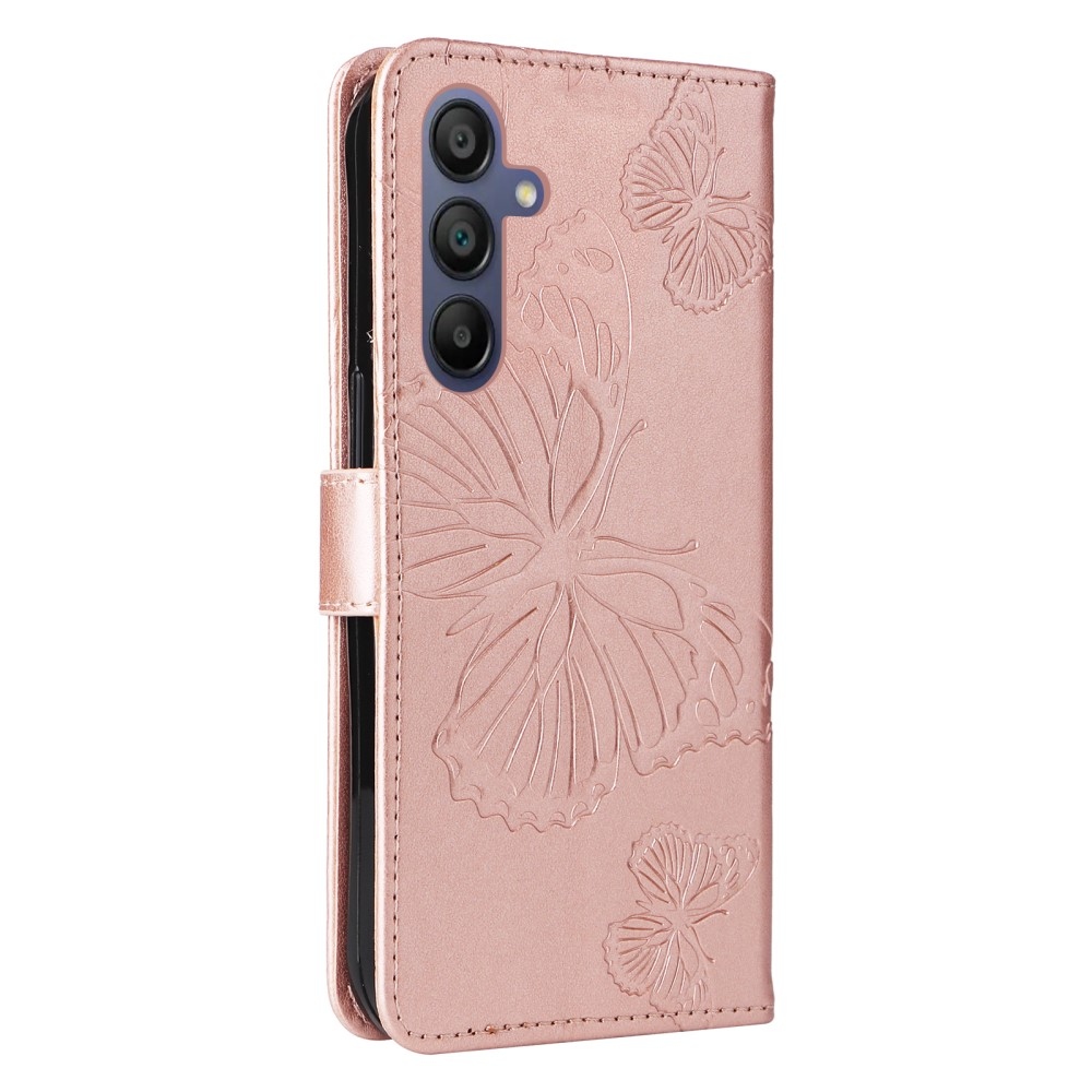 Nagy pillangó könyv tok Samsung Galaxy A16 4G/5G/A26 5G - rózsa arany