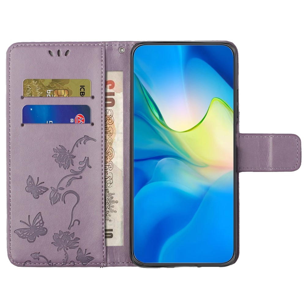 Virágos könyv tok Samsung Galaxy A15 4G/5G készülékhez - világos lila