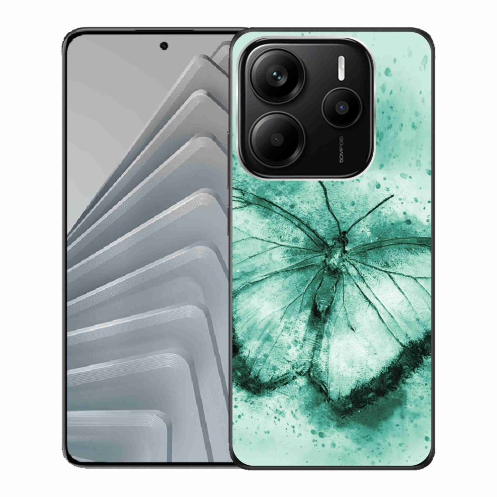 Gél borító mmCase a Xiaomi Redmi Note 14 5G-hez - zöld pillangó