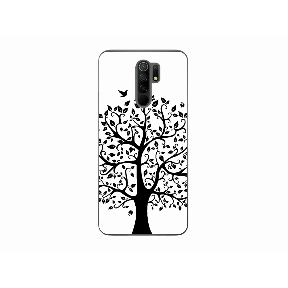 Gél borítás mmCase a Xiaomi Redmi 9-hez - fekete és fehér fa