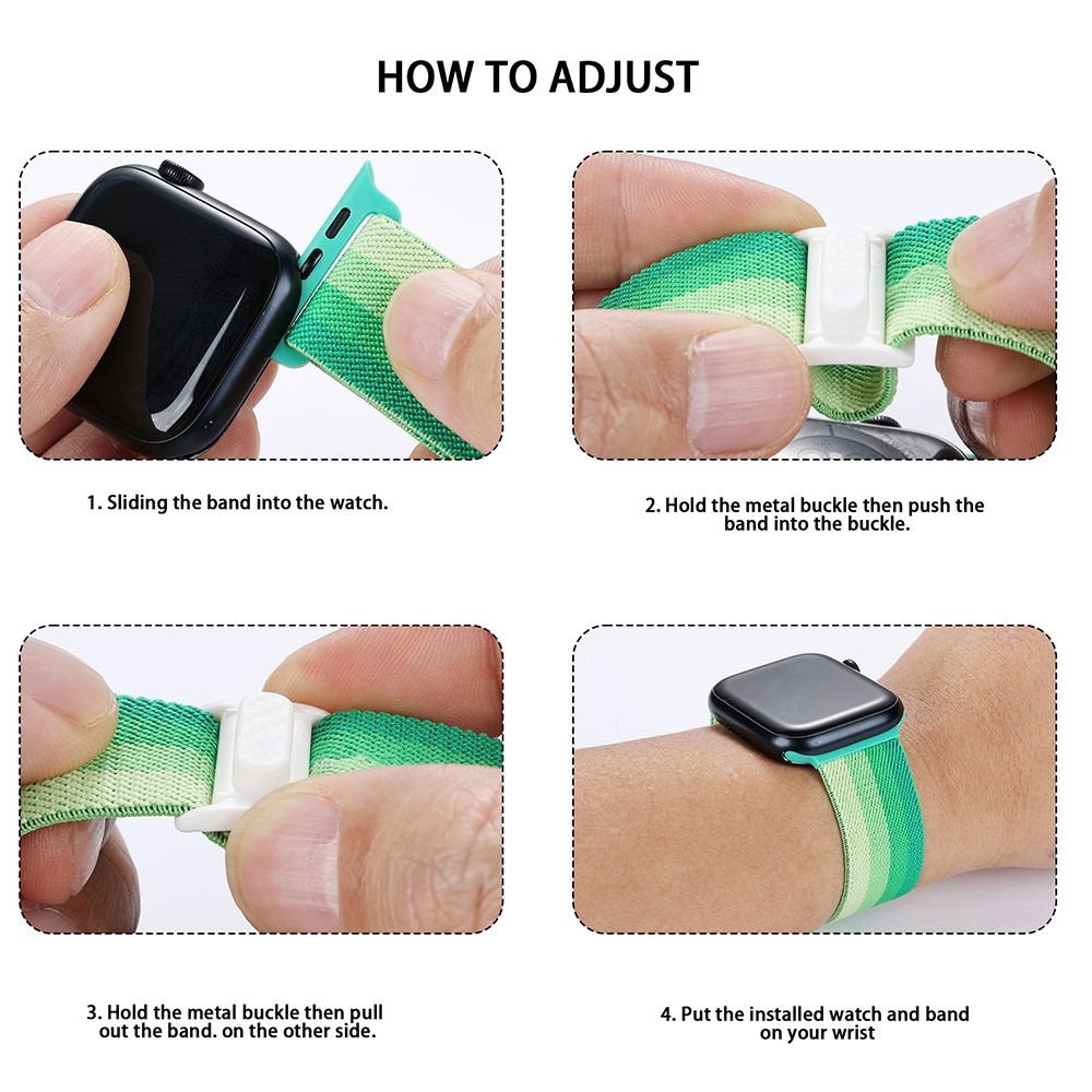 Fokozatos nejlon szíj Apple Watch Ultra/Ultra 2 49mm/SE/SE 2022/2023 44mm/9/8/7 45mm/6/5/4 44mm/3/2/1 42 mm - zöld csíkok