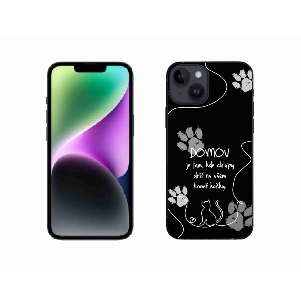 Gél borítás mmCase iPhone 14 készülékhez - macska motívum fekete háttér