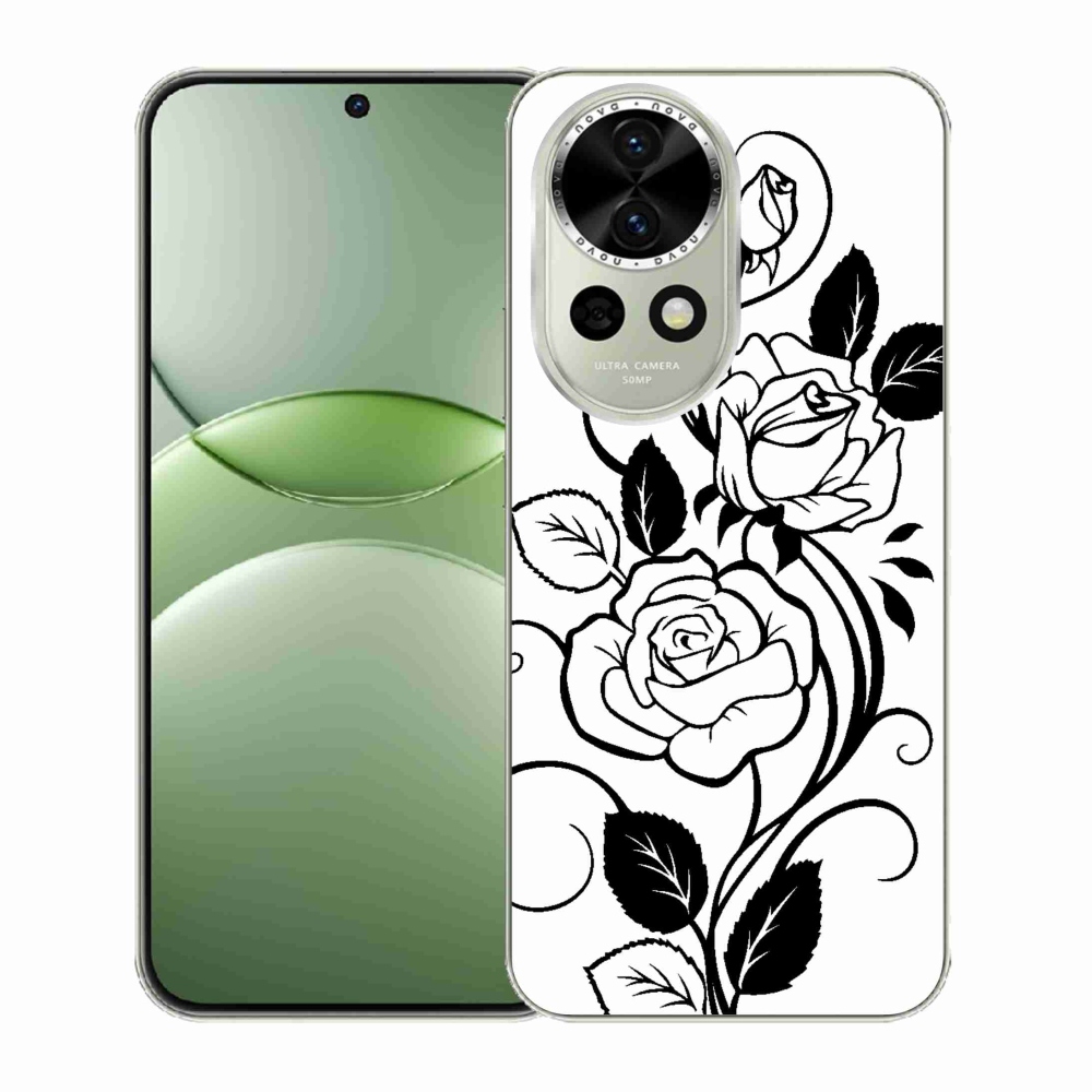Gél borítás mmCase a Huawei Nova 13 5G - fekete és fehér rózsa