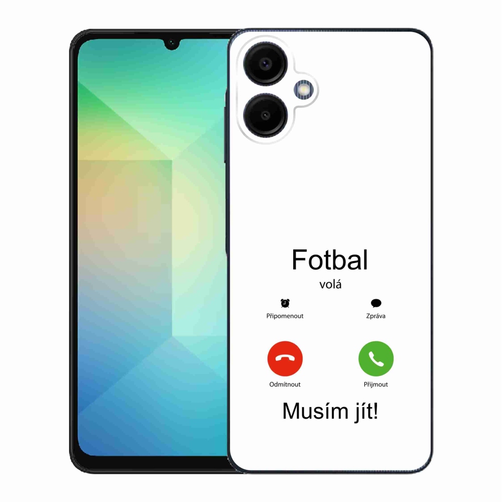 Gél borító mmCase Samsung Galaxy A06 4G - futball hívások fehér háttérrel