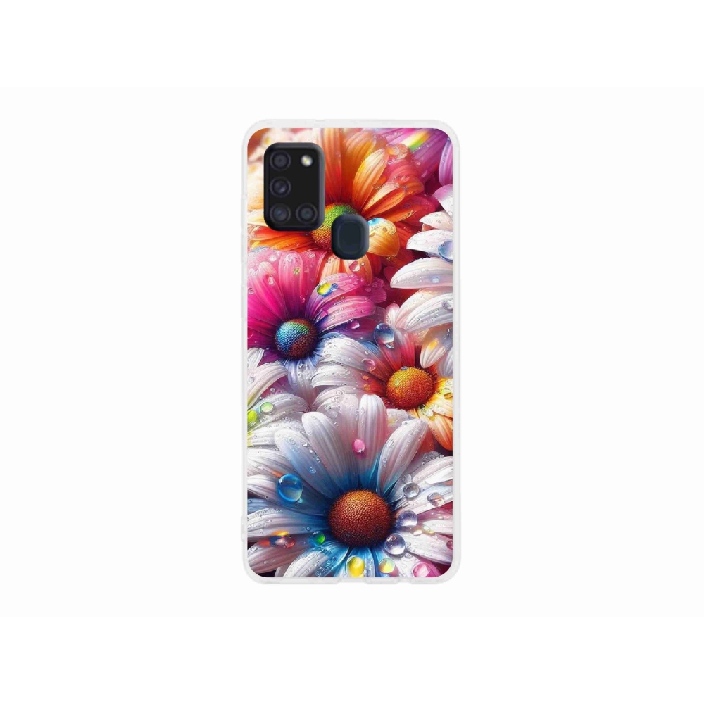 Zselés borítás mmCase Samsung Galaxy A21s készülékhez - színes margaréták