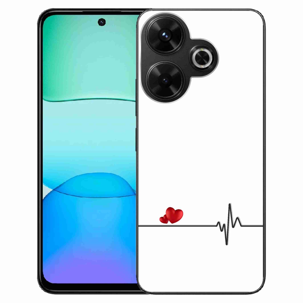 Gél borító mmCase a Xiaomi Redmi 13 4G/Poco M6 4G számára - szív és szívverés fehér háttérrel
