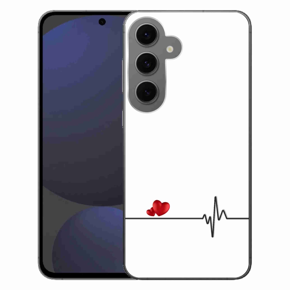 Gél borító mmCase Samsung Galaxy S24 FE készülékhez - szív és szívverés fehér háttérrel