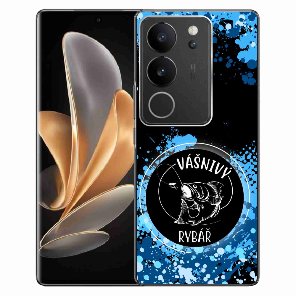 Gél borító mmCase a Vivo V29 5G-n - szenvedélyes halász fekete háttérrel