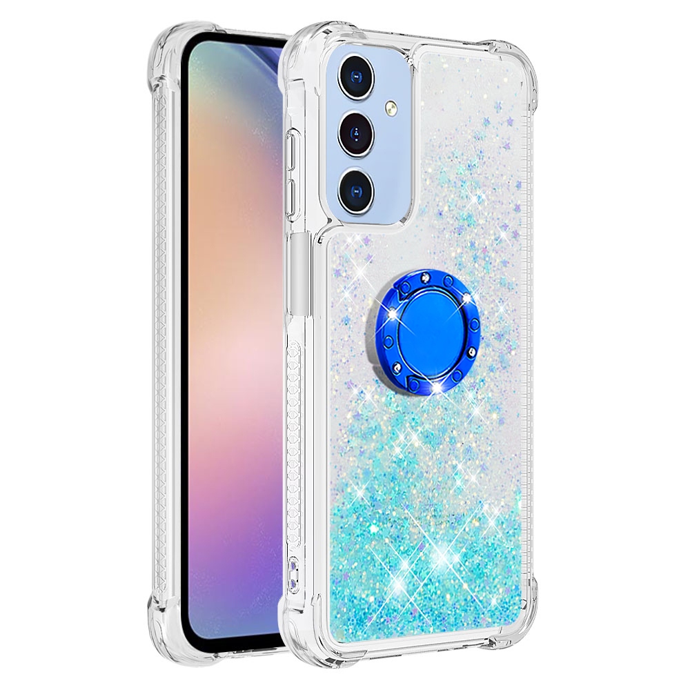 Glitt homokóra zselés tok ujjgyűrűvel Samsung Galaxy A17 5G - kék / csillagok