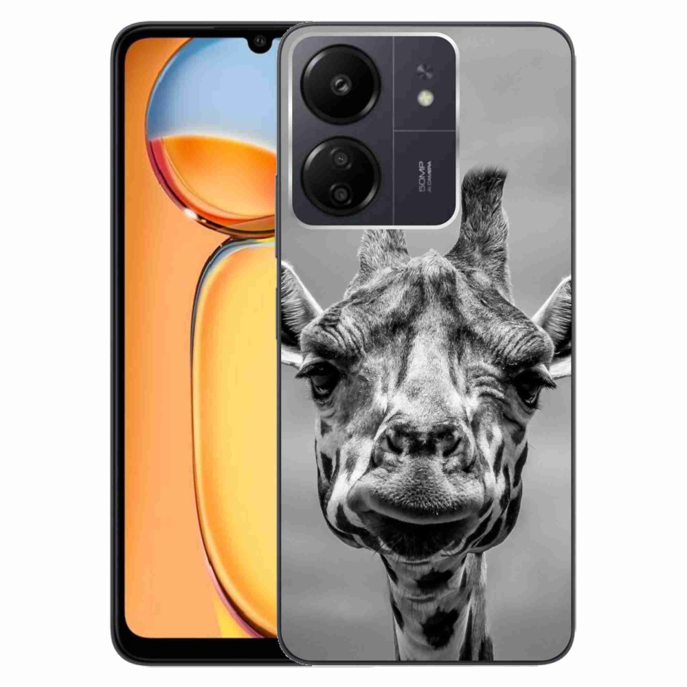Gél borítás mmCase a Xiaomi Poco C65/Redmi 13C-hez - fekete-fehér zsiráf