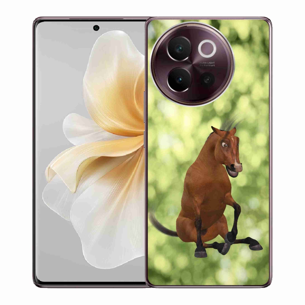 Gél borító mmCase a Vivo V40 Lite 5G-hez - barna rajzfilm ló 1