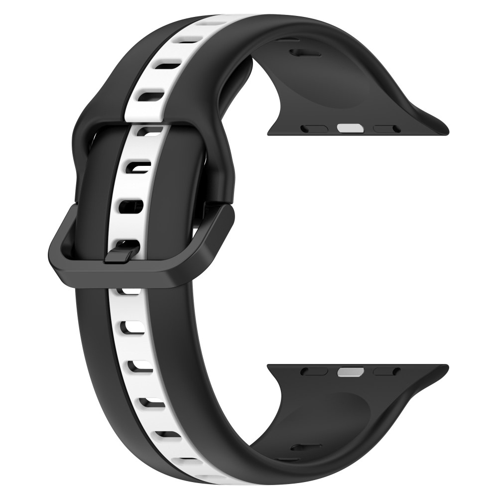 Szíj szilikon szíj Apple Watch Ultra/Ultra 2 49mm/SE/SE 2022/2023 44mm/9/8/7 45mm/6/5/4 44mm/3/2/1 42 mm - fekete/fehér