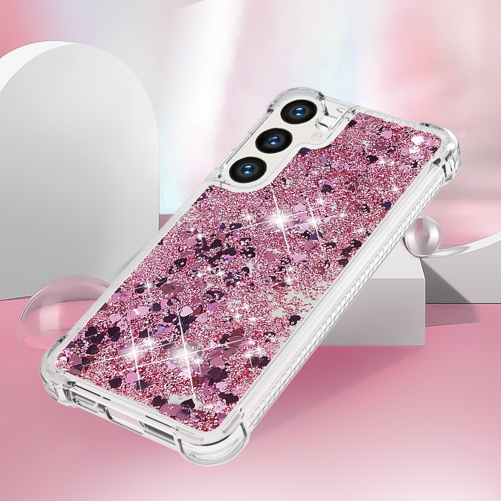 Glitter homokóra zselés tok Samsung Galaxy S24+ készülékhez - rózsaarany/szív