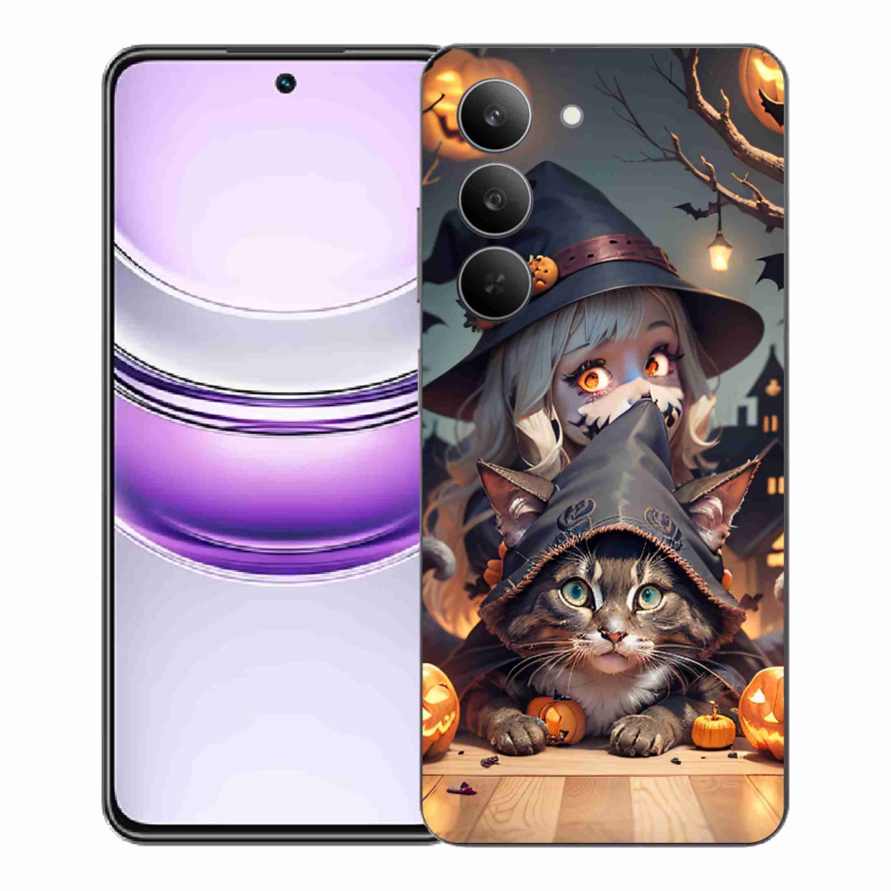 Gél borítás mmCase a Realme 14x 5G - boszorkány macskával