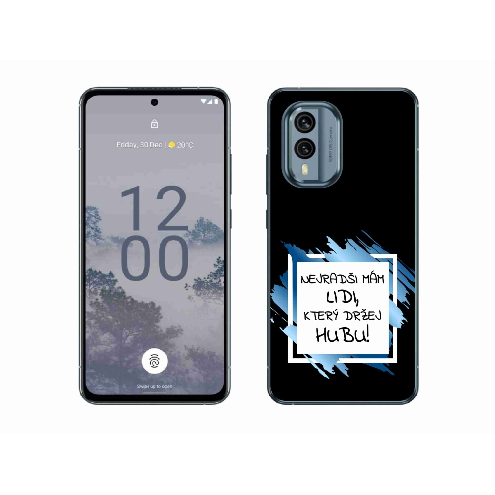 Zselés borító mmCase a Nokia X30 5G készülékhez - vicces szöveg 7 fehér és fekete háttérrel