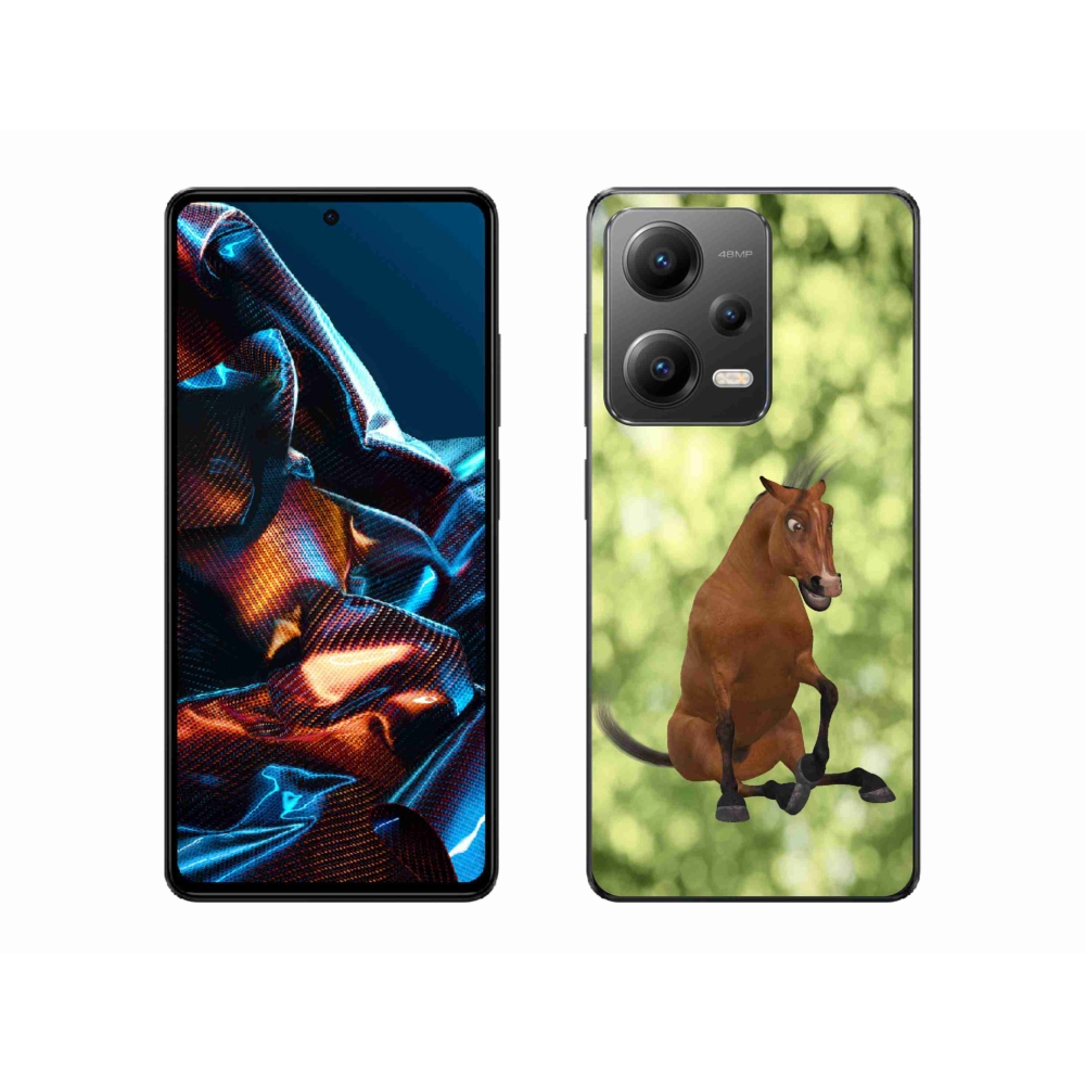 Gél borítás mmCase a Xiaomi Redmi Note 12 Pro 5G-hez - barna rajzfilm ló 1