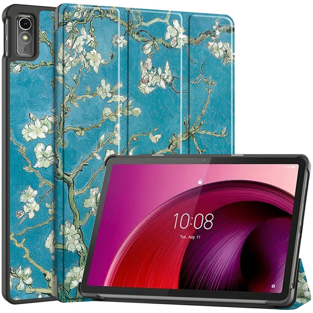 Nyomtatás intelligens záró tok Lenovo Tab M10 5G - fehér virágok
