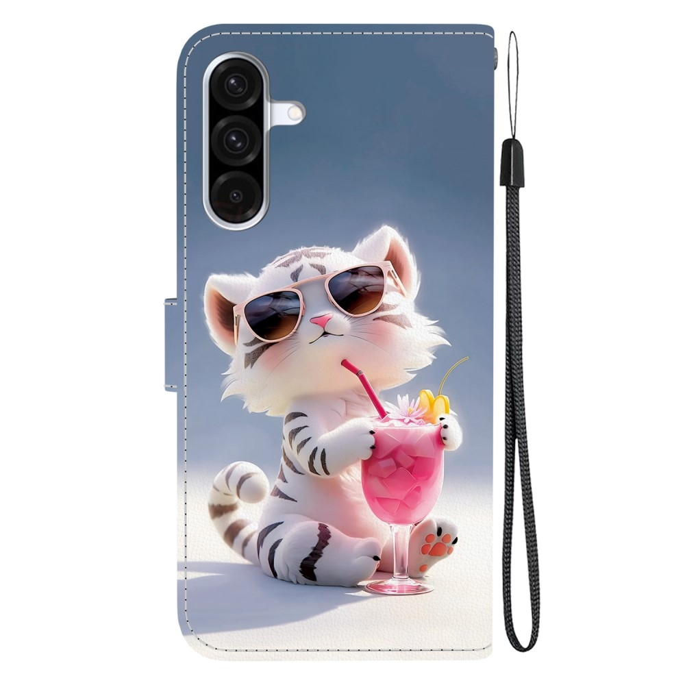 Sokoldalú könyvtáska Samsung Galaxy A36 5G/A56 5G - fehér tigris