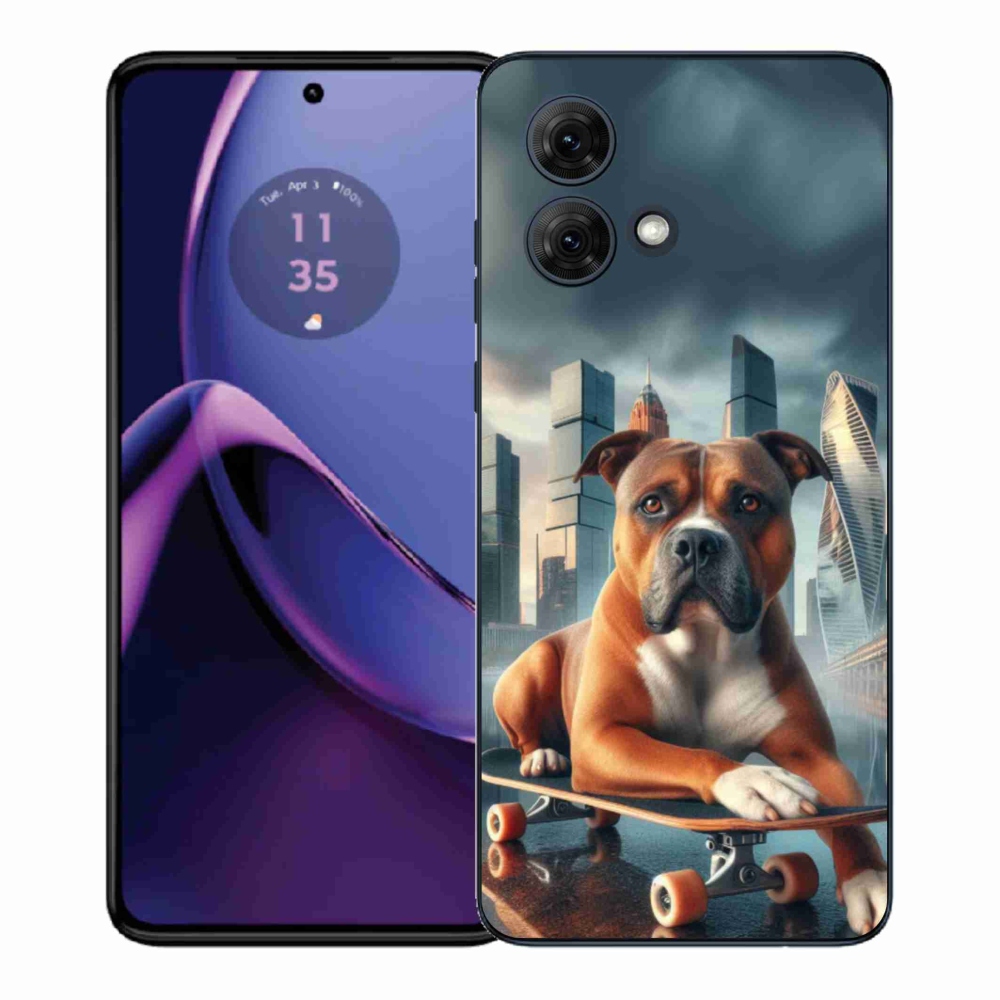 Zselés borítás mmCase a Motorola Moto G84 5G-hez - kutya gördeszkán