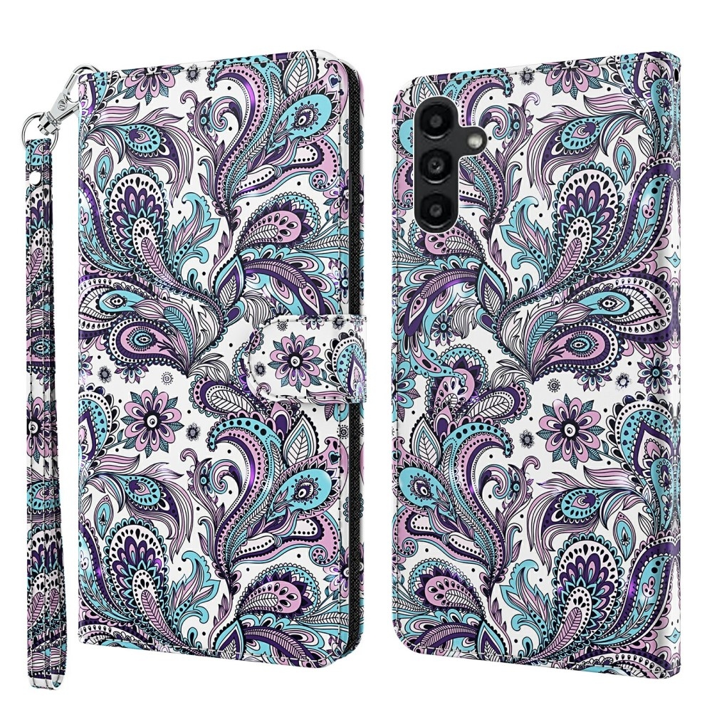 Nyomtatott könyv tok Samsung Galaxy A15 4G/5G készülékhez - kasmír minta