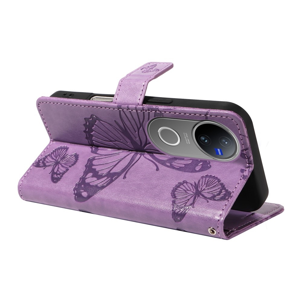 Nagy pillangó könyv tok a Vivo V50 5G-hez - lila