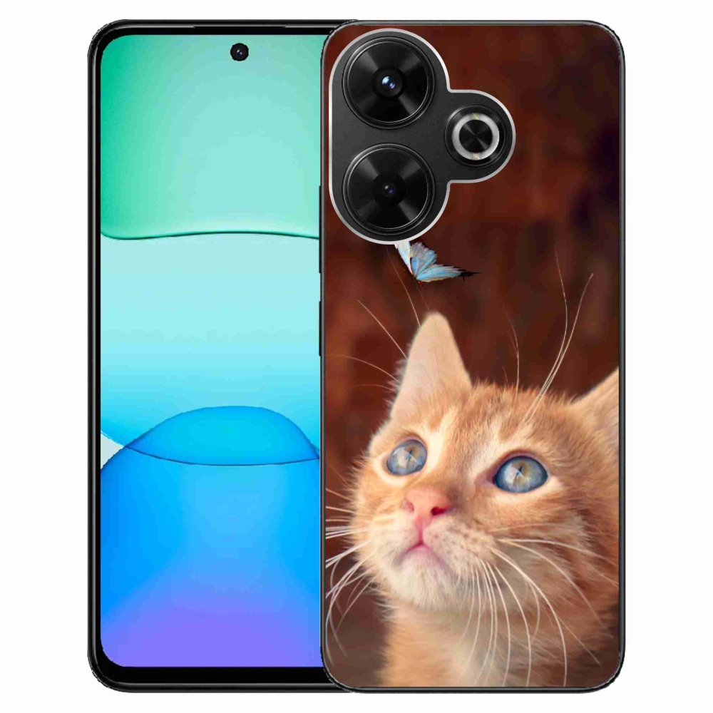 Gél borítás mmCase a Xiaomi Redmi 13 4G/Poco M6 4G - pillangó és cica számára
