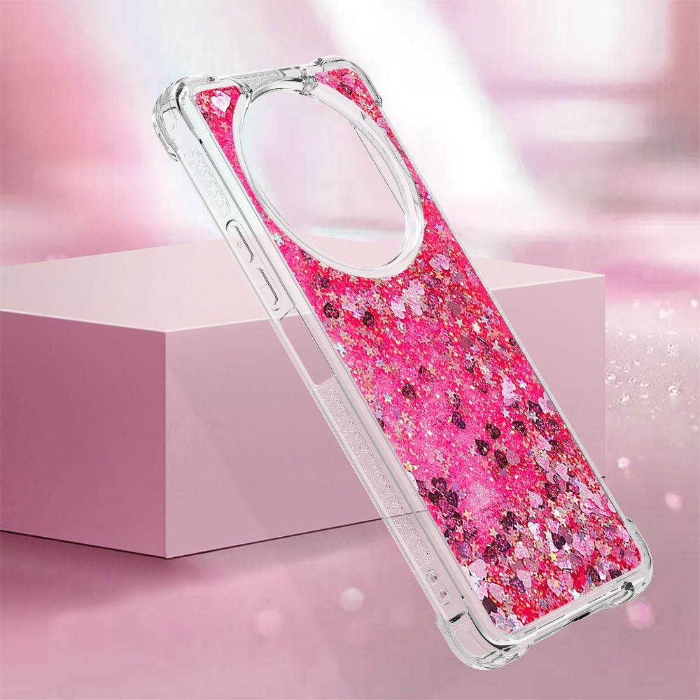 Glitter zselés homokóra tok Xiaomi Redmi A3-hoz - rózsaszín/szívek