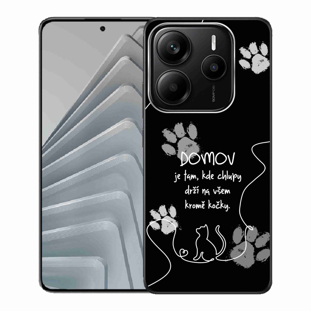 Gél borítás mmCase a Xiaomi Redmi Note 14 5G-hez - macska motívum fekete háttérrel