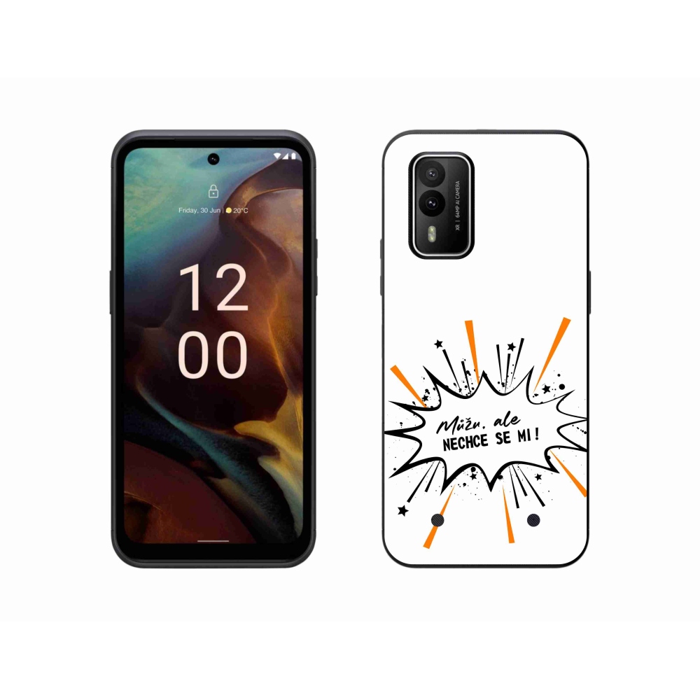 Zselés borító mmCase a Nokia XR21 készülékhez - vicces szöveg 11 fehér háttér