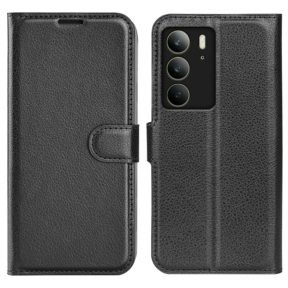 Litchi könyvtáska a Realme C75 készülékhez - fekete