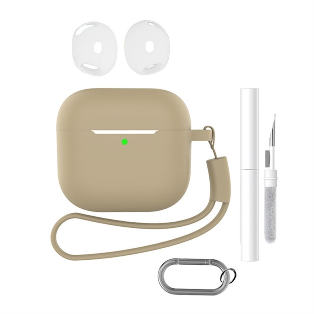 Apple AirPods 4 szilikon tok tisztító készlettel - bézs színben