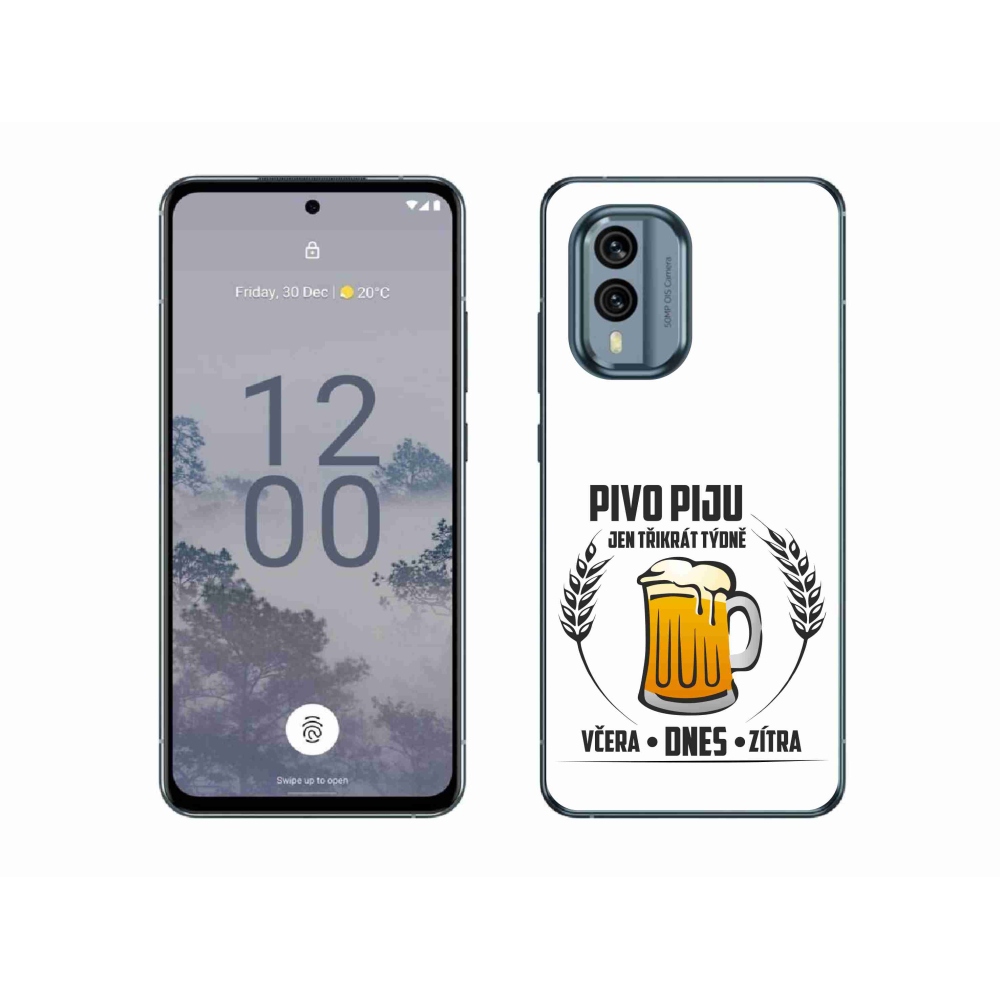 Zselés borító mmCase a Nokia X30 5G készülékhez - sör motívum fehér háttérrel