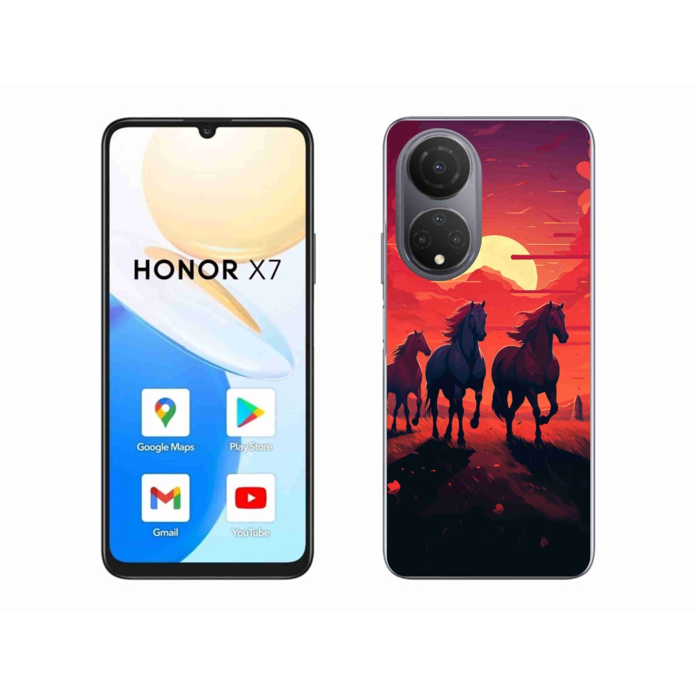 Gél borítás mmCase a Honor X7-hez - lovak és naplemente