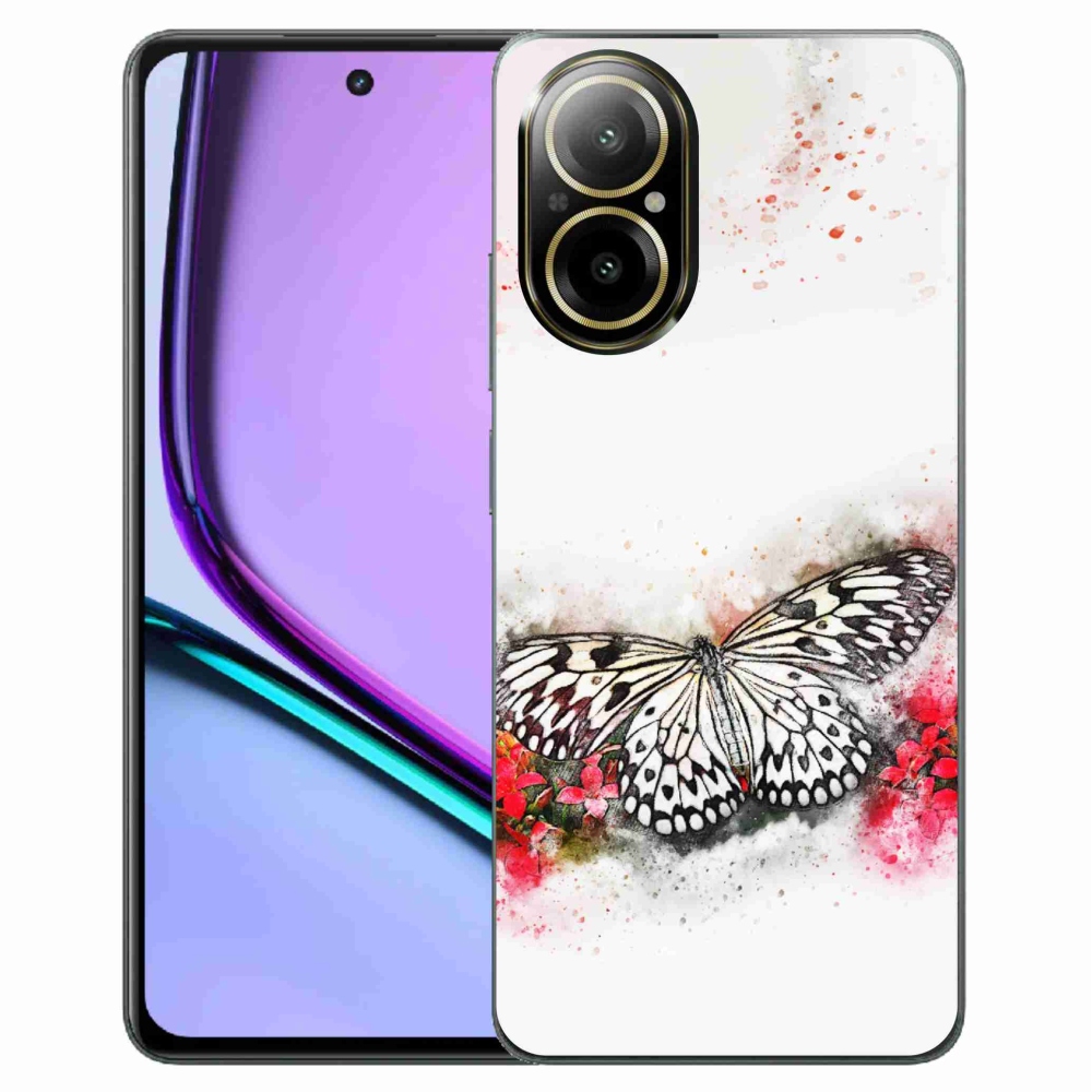Zselés borítás mmCase a Realme C67 készülékhez - fekete-fehér pillangó