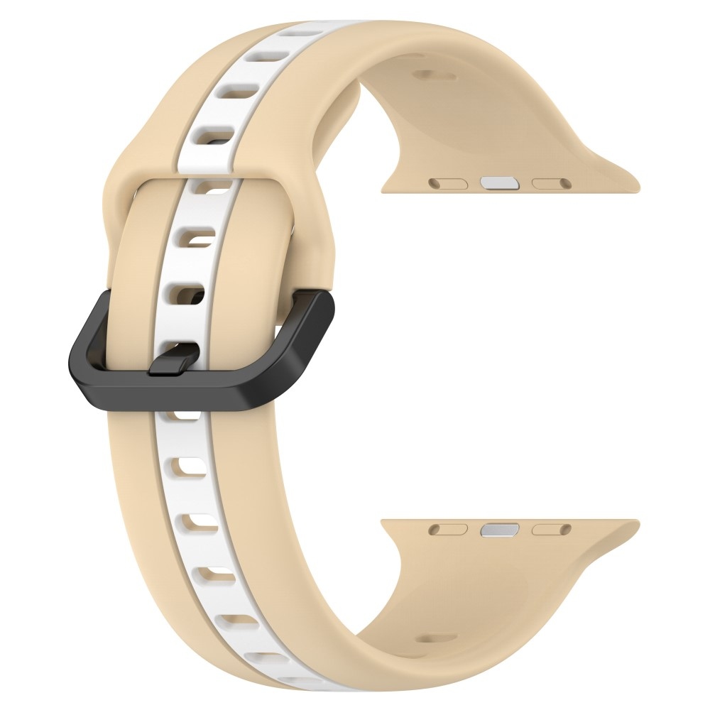 Szíj szilikon szíj Apple Watch Ultra/Ultra 2 49mm/SE/SE 2022/2023 44mm/9/8/7 45mm/6/5/4 44mm/3/2/1 42 mm - khaki/fehér