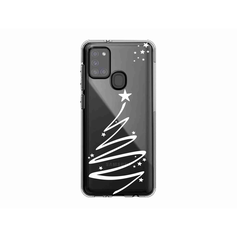 Gél borító mmCase Samsung Galaxy A21s készülékhez - fehér fa átlátszó háttéren
