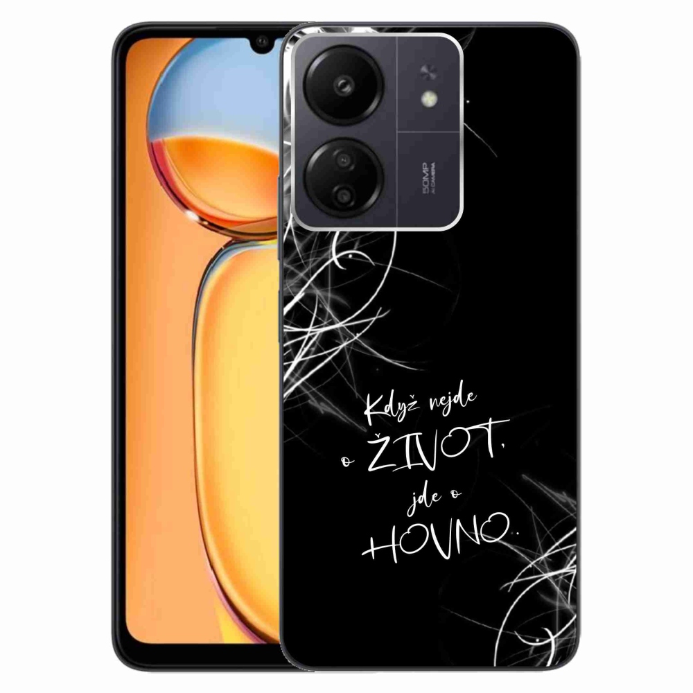 Gél borító mmCase a Xiaomi Poco C65/Redmi 13C-hez - vicces szöveg 16 fekete háttérrel
