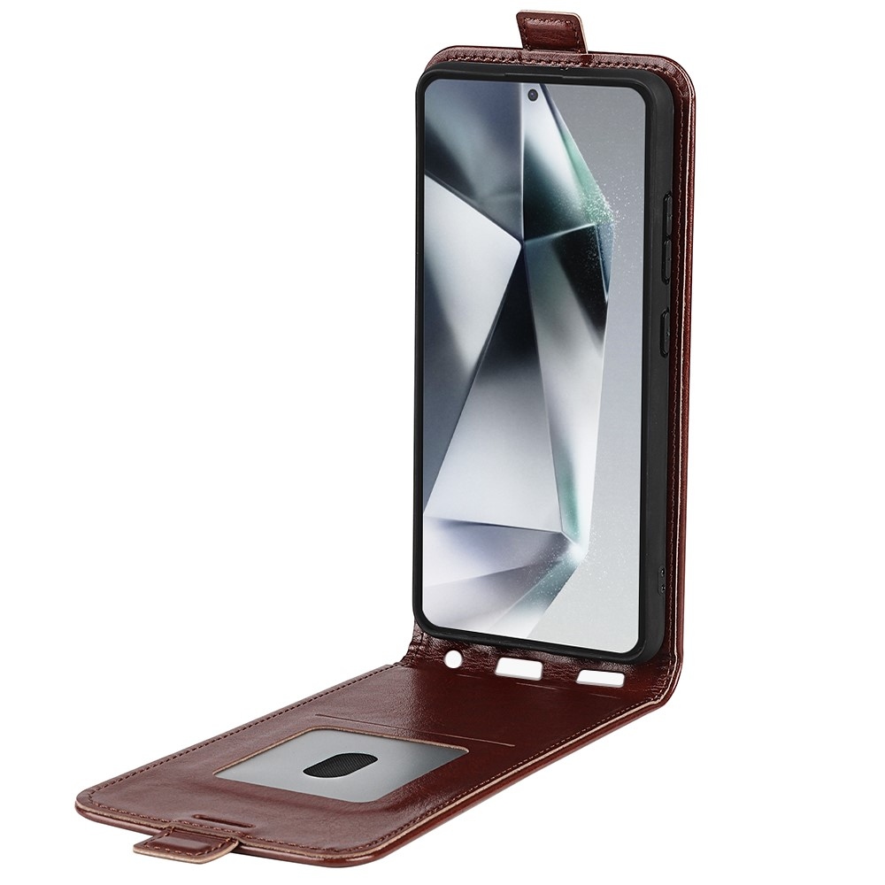 Függőleges könyvtáska Samsung Galaxy S25 Ultra készülékhez - barna